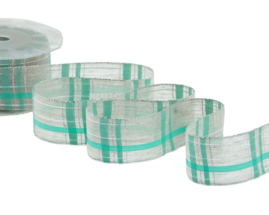 Lino Scozzese Con Lurex 40 mm Verde Acqua Marina