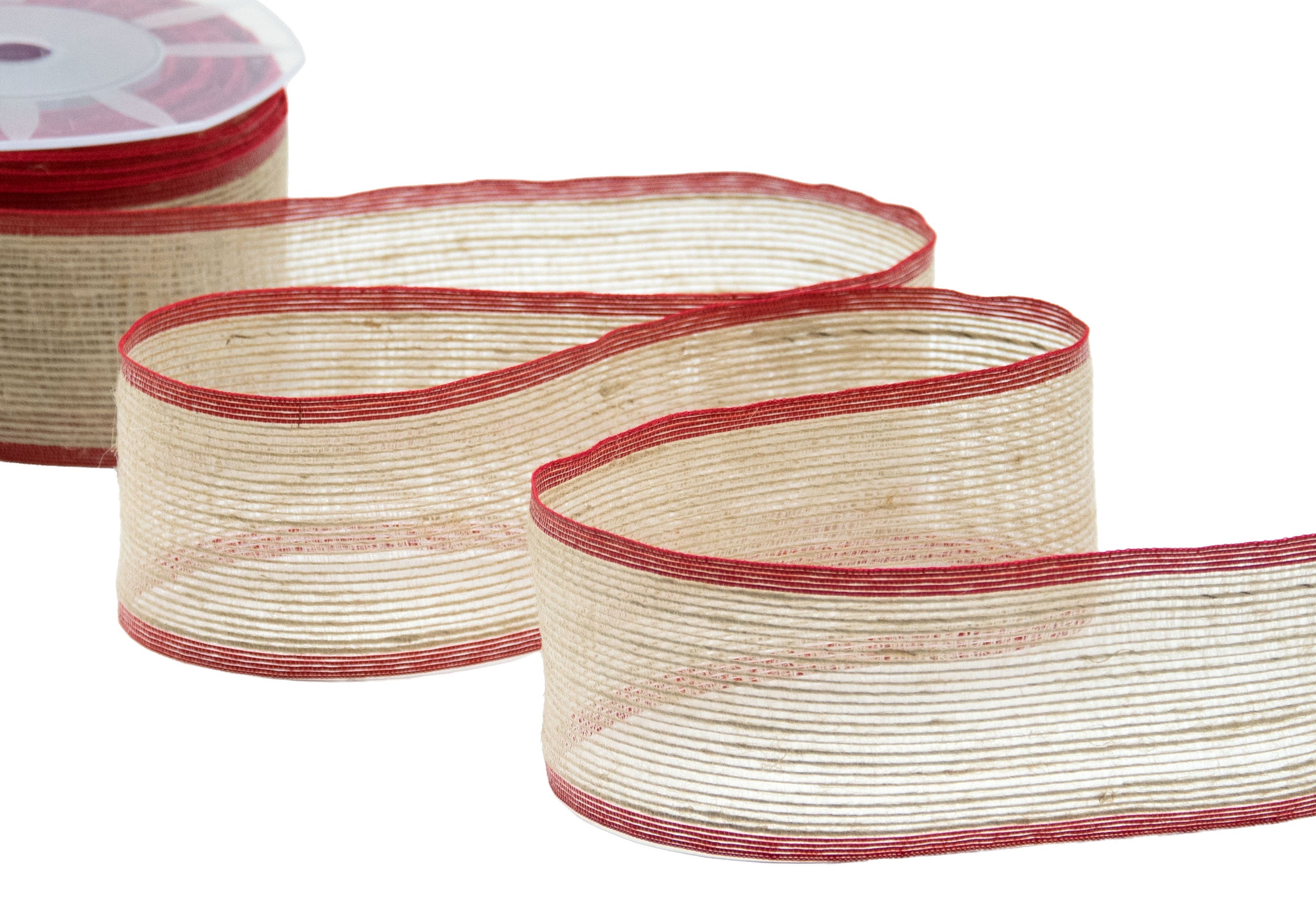 nastro in juta rustico 65 mm rosso