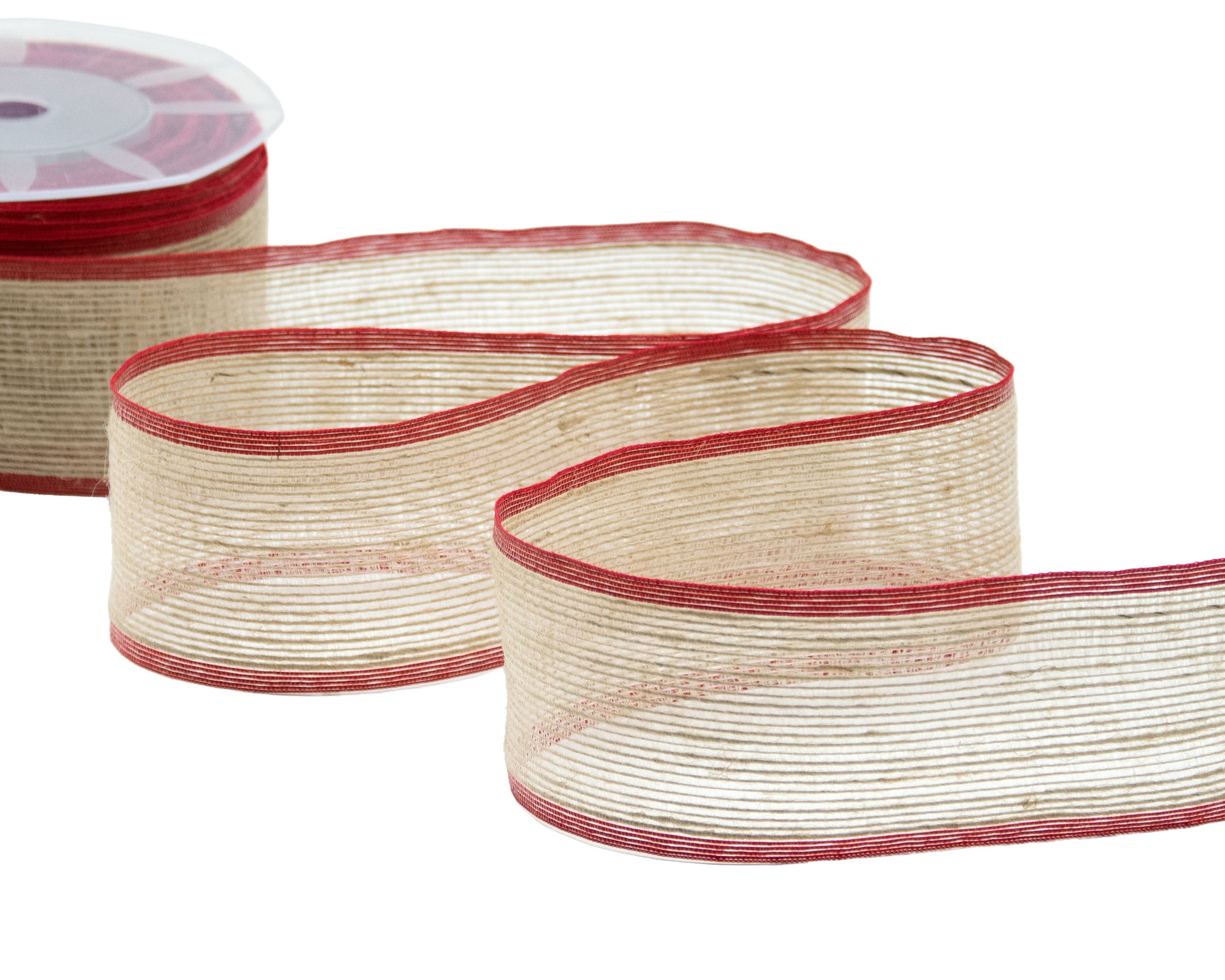 nastro in juta rustico 65 mm rosso