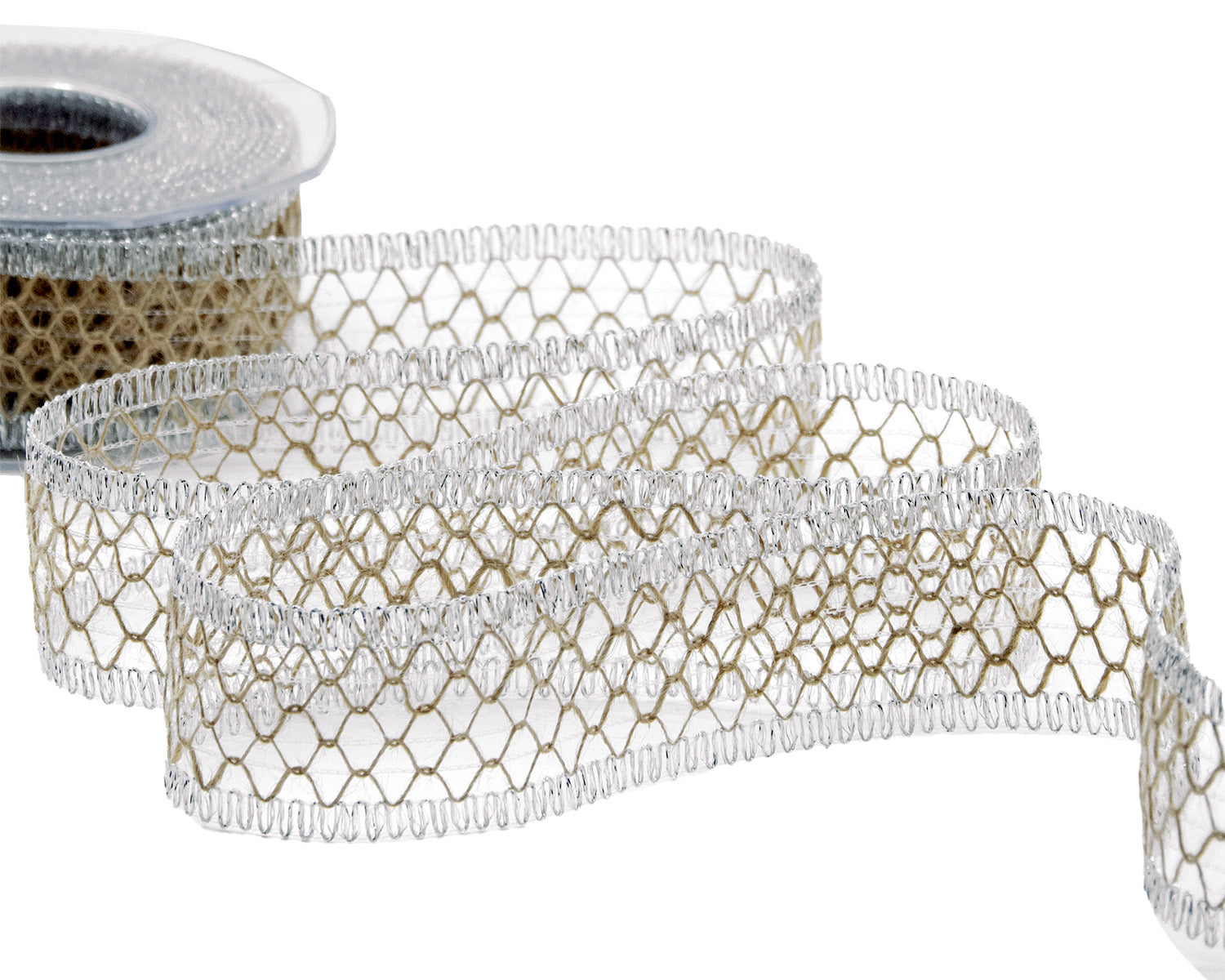 nastro traforato in juta 40 mm argento