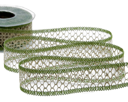 nastro traforato in juta 40 mm verde muschio