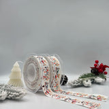 Satin de soie vert 25 mm, imprimé conte de fées de Noël