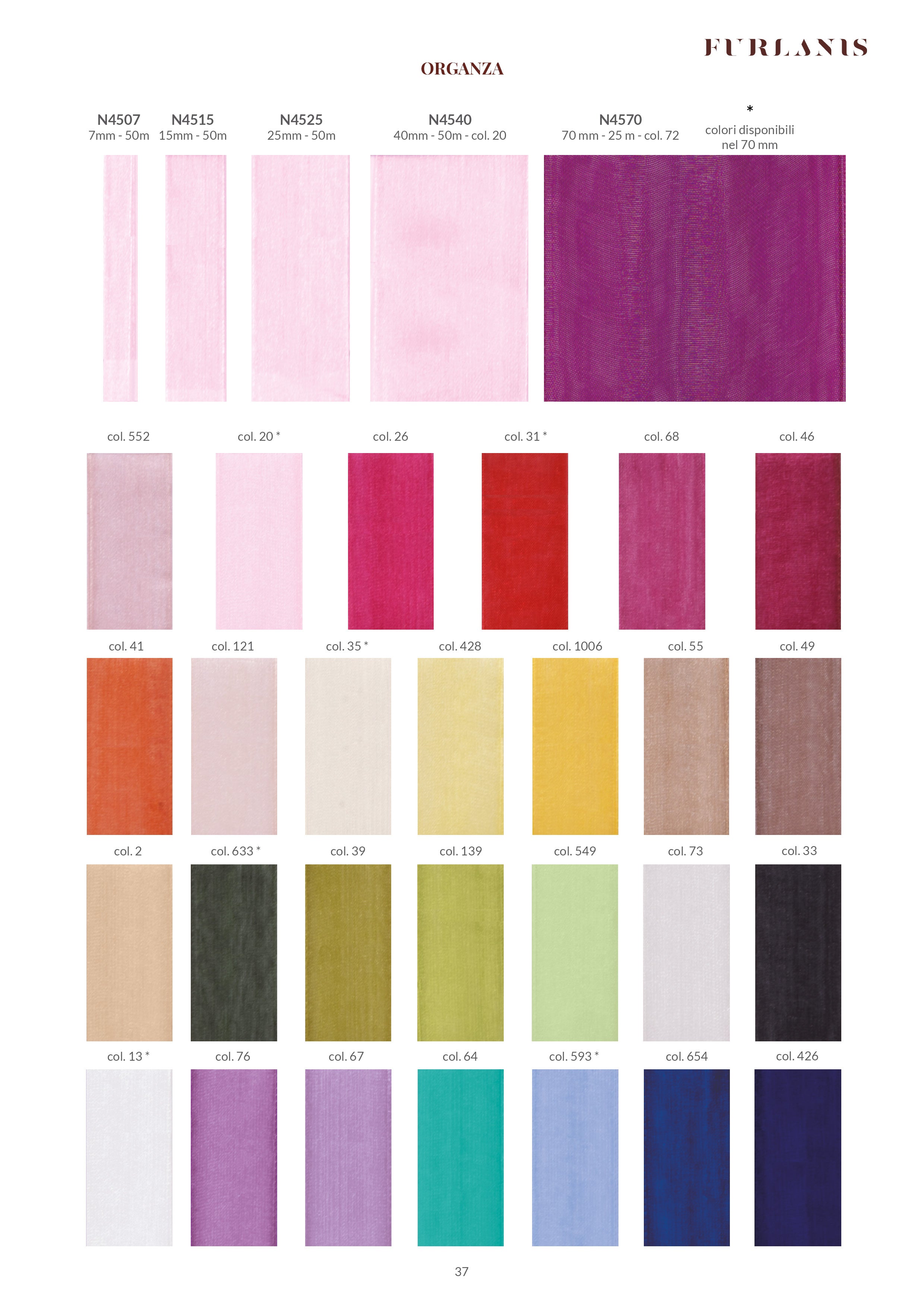 Furlanis Nastro Organza Trasparente Opaco - Azzurro Baby 27 Mm X 50 M - Tessuto Italiano Per Matrimonio E Bomboniere