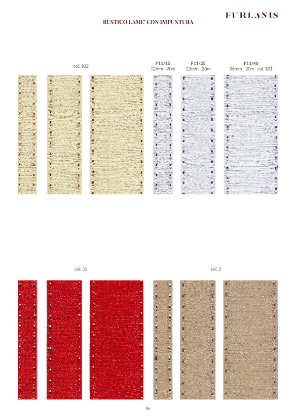 Rustic Lamé 15 mm with Stitching Beige