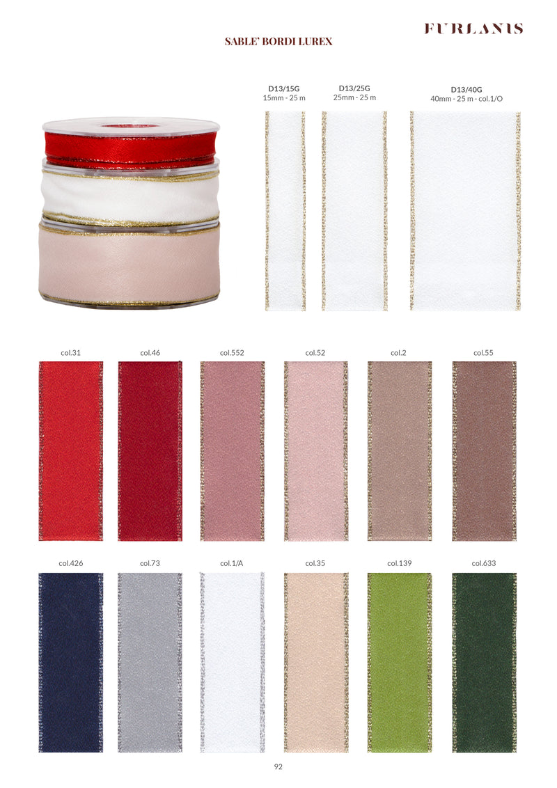 Sable Bordi Lurex Con Rame 15 mm Rosso