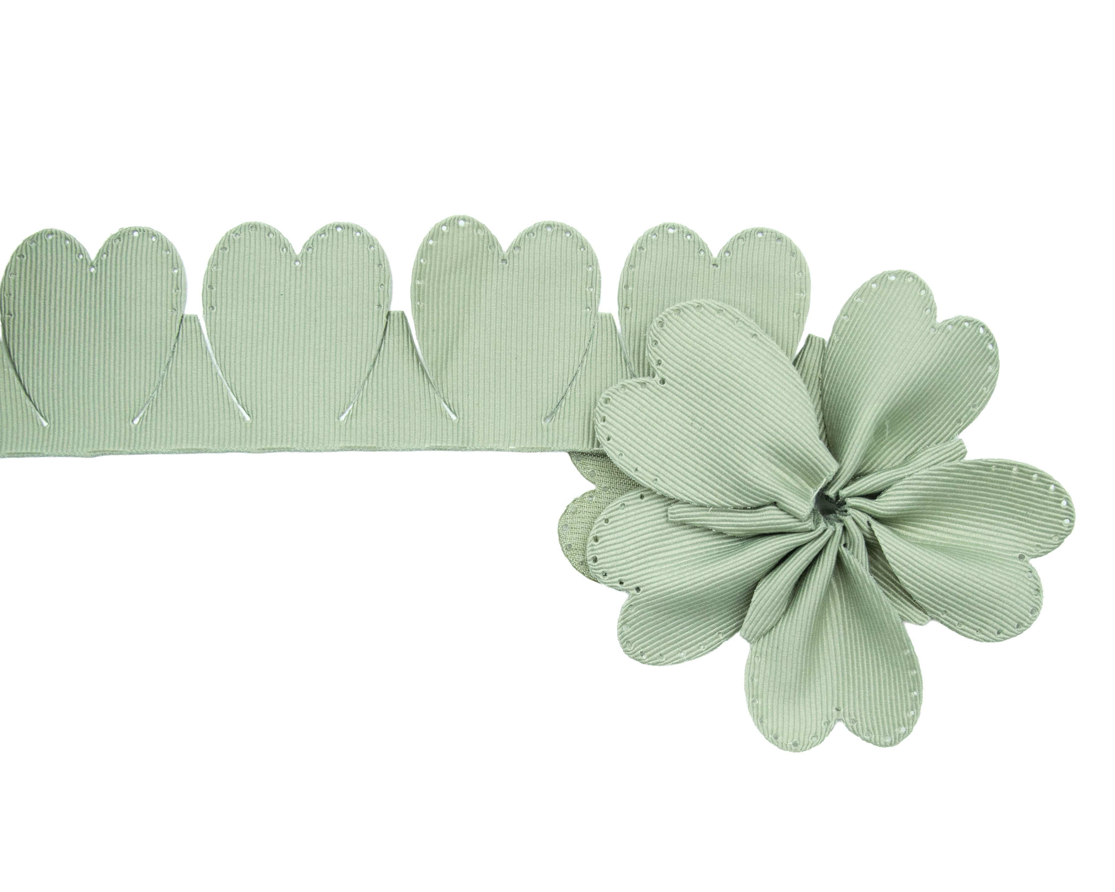 cuore gross grain portaconfetti verde salvia