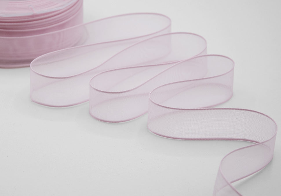 velo bordi raso 25 mm rosa baby