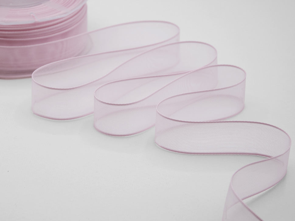 velo bordi raso 25 mm rosa baby