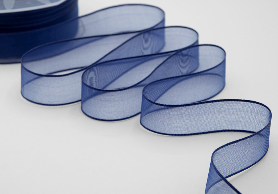 velo bordi raso 25 mm blu scuro