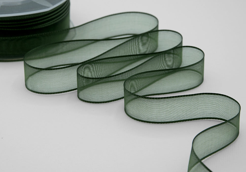 velo bordi raso 25 mm verde inglese