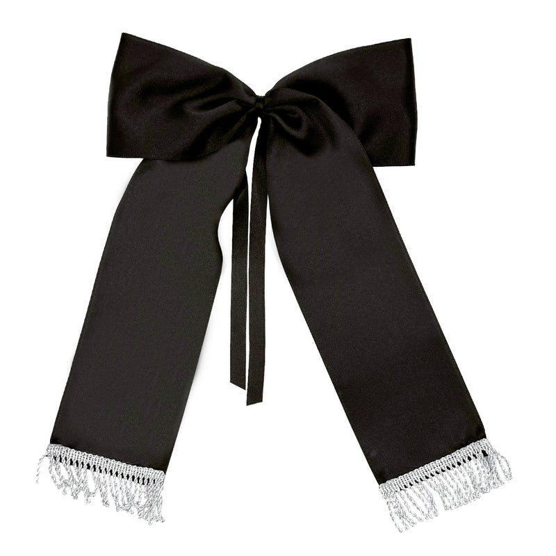 Fiocco nero con frange argento - piccolo