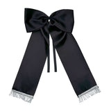 Fiocco nero con frange argento - grande