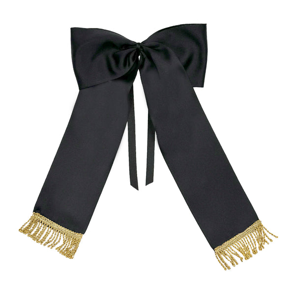 Fiocco nero con frange oro - piccolo