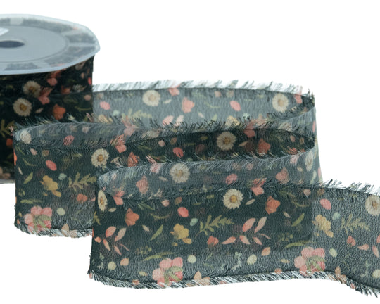Crêpe Effetto Seta 40 mm Giardino Segreto Nero