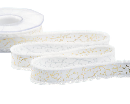 Sfrangiato 22 mm Rami con Bacche su Bianco