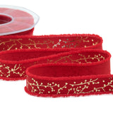 Sfrangiato 22 mm Rami con Bacche su Rosso