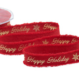 Sfrangiato 22 mm Happy Holiday con Fiocco su Rosso