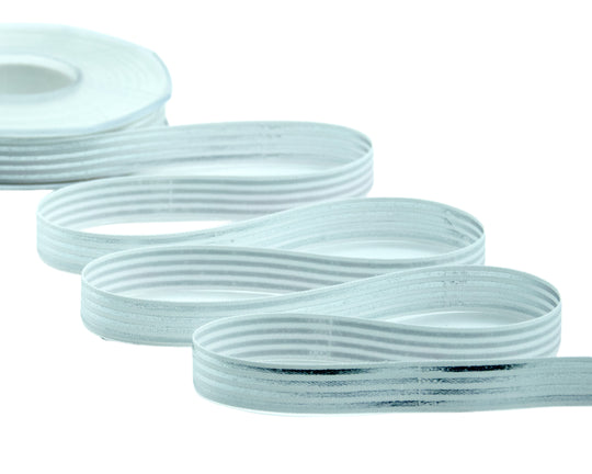 Policotone 15 mm Rigato Imperiale Argento su Bianco Naturale