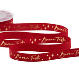 15mm Polycotton Happy Holidays Red Print