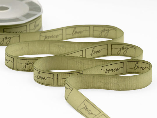 Polycoton 15 mm Peace Love Joy Vert Sauge
