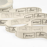 15mm Polycotton Peace Love Joy White