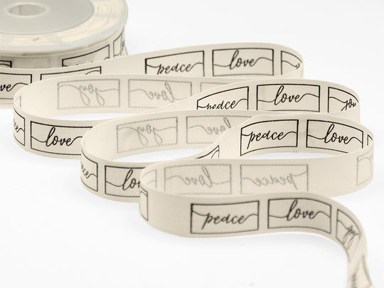 15 mm Polycoton Peace Love Joy Blanc
