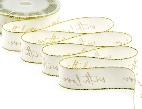 Polycoton Bords Dorés 25 mm With Love Gold
