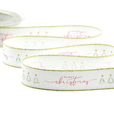Polycotton Lurex edges 25 mm Merry Christmas print