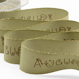 Polycoton avec bords en lurex de 40 mm, imprimé Sage Green Greetings