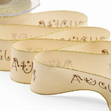 Policotone bordi lurex 40 mm stampa Auguri Avorio