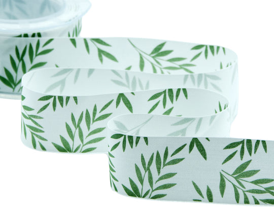 Polycoton 35 mm Feuilles blanches