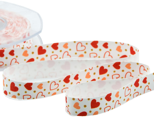 Motif cœur en satin de soie imprimé 15 mm
