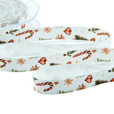Raso Seta 15 mm Stampa Natale Vintage Bianco