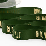 Satin de soie 25 mm imprimé Joyeux Noël vert anglais