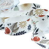 Raso Seta 25 mm Stampa Natale Bacche