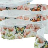 Raso Seta 25 mm Stampa Fiorito Rosa