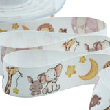 Raso Seta 25 mm Stampa Balloon Zoo Rosa