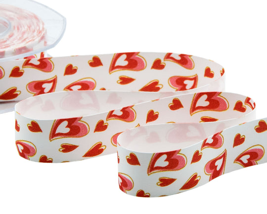 Motif cœur en satin de soie imprimé 25 mm