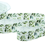 Satin de soie 25 mm avec imprimé feuillage vert