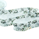 Satin de soie 25 mm avec imprimé feuillage bleu clair