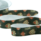 25mm Silk Satin Vintage Christmas Heart Print