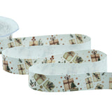 Satin de soie 40 mm avec imprimé feuillage vert