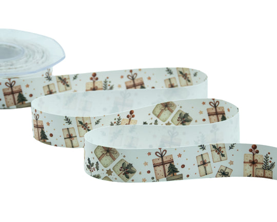 Satin de soie 40 mm avec imprimé feuillage vert