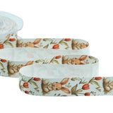Satin de soie 40 mm avec imprimé feuillage vert
