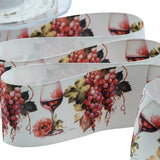 Raso Seta 40 mm Stampa Vino Rosso