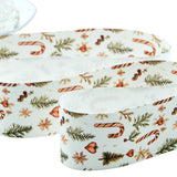 Raso Seta 40 mm Stampa Natale Vintage Bianco