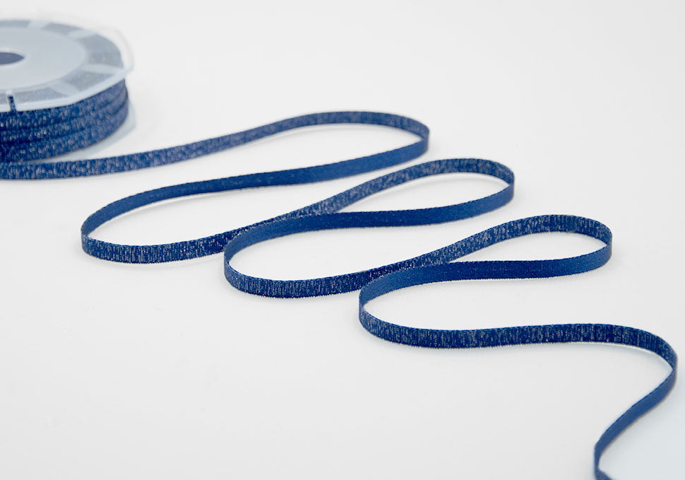 raso boutique lamè 6 mm blu scuro