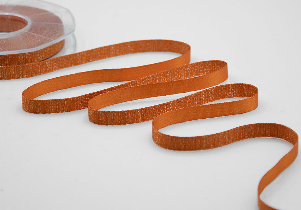 raso boutique lamè 10 mm arancio pesca