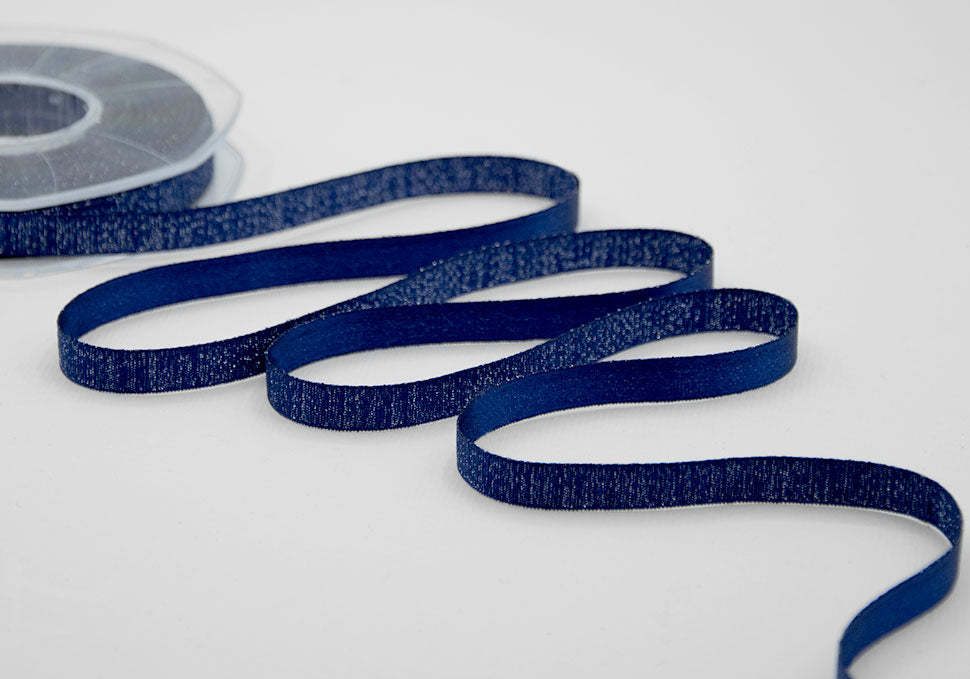 raso boutique lamè 10 mm blu scuro