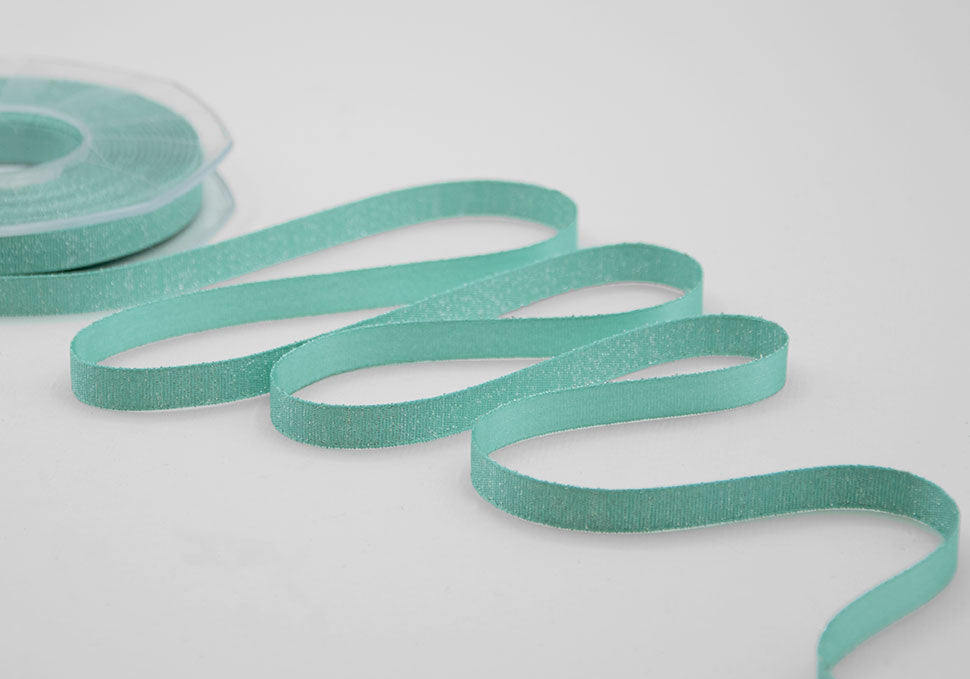 raso boutique lamè 10 mm verde acqua marina